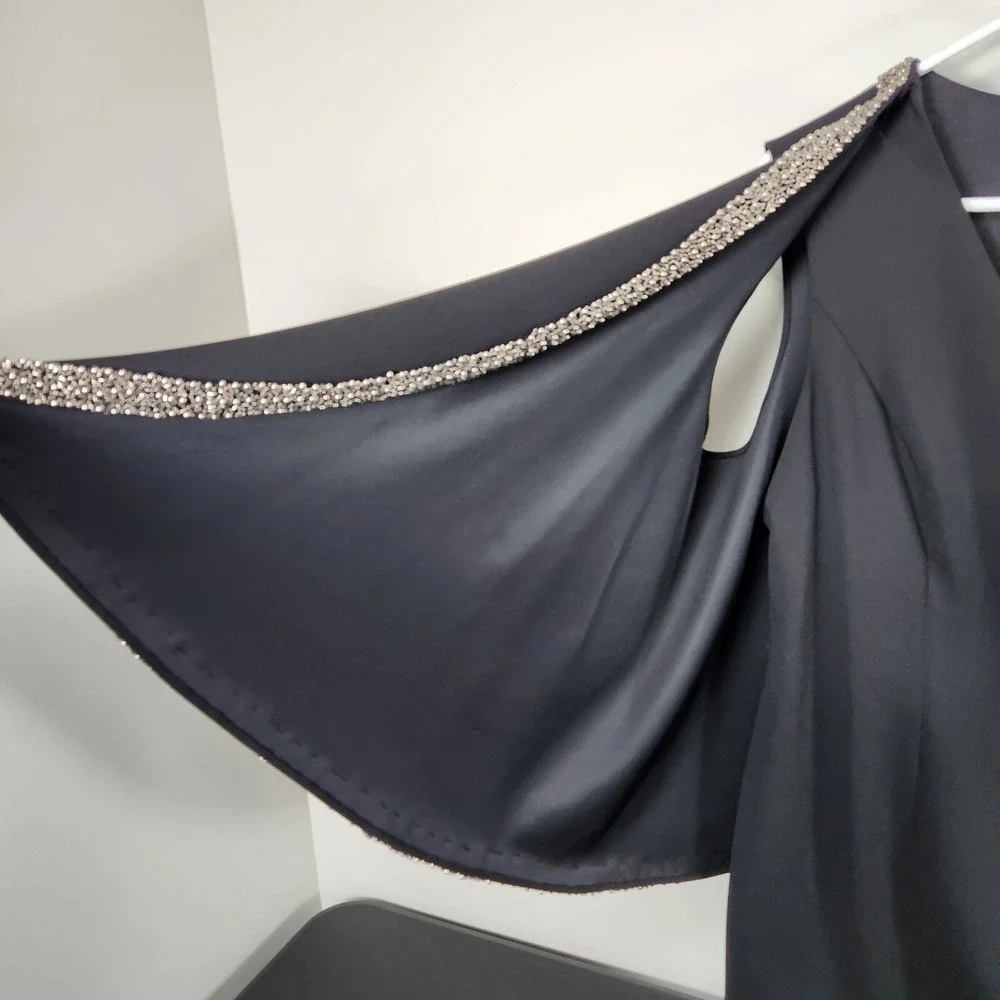Adrianna Papell NWT Womens Black Crepe Cold Shoulder Cape Sheath Dress Sz‎ 14W